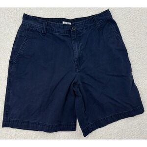 IZOD Chino Shorts Men's 32 Actual 31" Waist Navy 9" Inseam‎ Twill Prep Lived In
